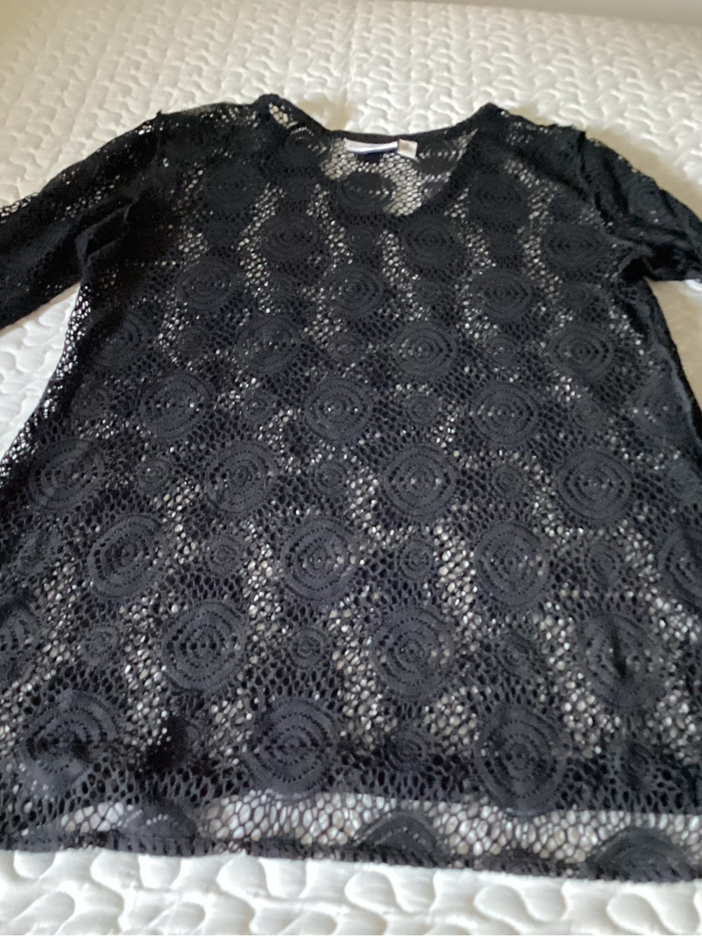 croft & barrow Black Crochet Lace Tunic Top/Beach coverup